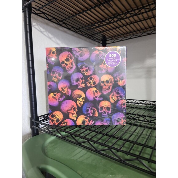 Pink Sky Other - Halloween Puzzle Skull Party 500 Piece Purple Orange Spooky Jigsaw Hobby Decor